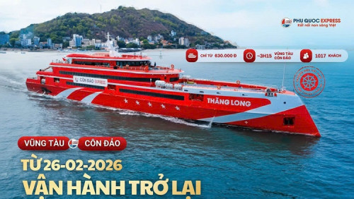 Tàu Thăng Long Vũng Tàu - Côn Đảo vận hành trở lại từ 26/2/2026
